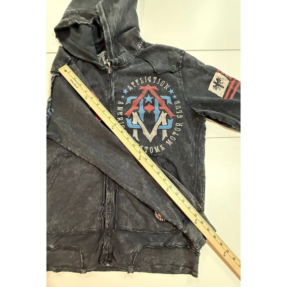 Alflication American Customs Biker Eagle Black Zip Hoodie Mens Size S (40)
